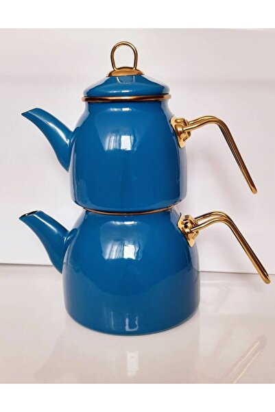 Ebru Metal Emaye Golden Çaydanlık Takımı Büyük