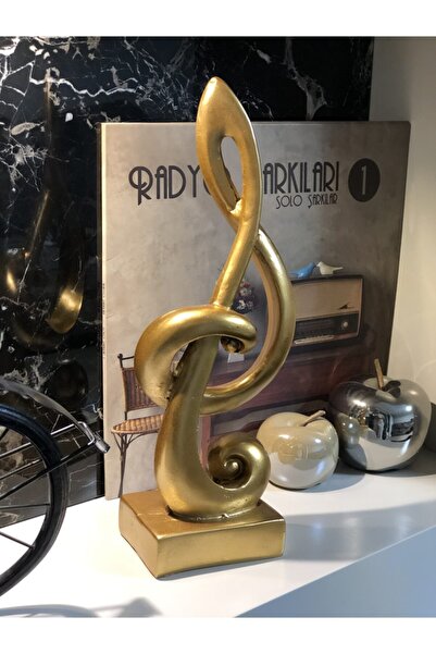 MALKOÇ HOME Dekoratif Sol Anahtarı Biblo Altın 35cm