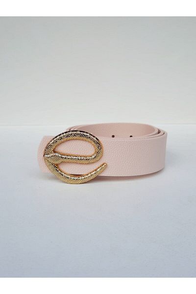 Kemerix Women's Powder Belt Gold Buckle with Snake Buckle