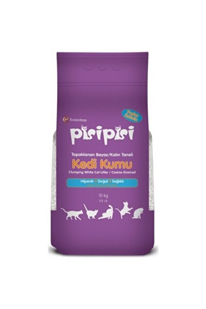 Pisipisi Topaklaşan Pudra Kokulu Kalın Taneli Kedi Kumu 10 kg / 12 lt