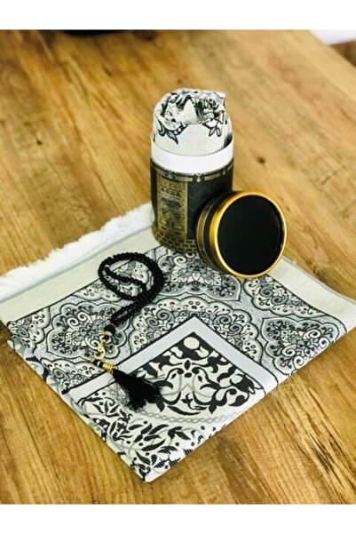 enti ev tekstili Hediyelik Çeyizlik Lüks Seccade Seti Siyah-gold