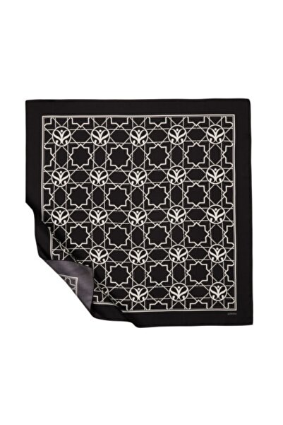 ipekevi Σελτζούκικο μονόγραμμα μαύρο μεταξωτό μαντίλι Tivil