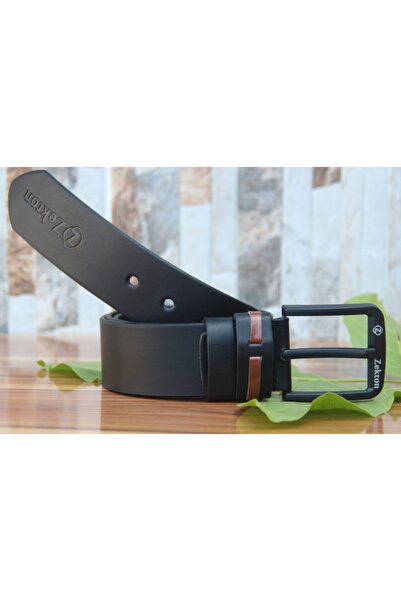 ZEKTON حزام جلد صناعي أسود للجنسين