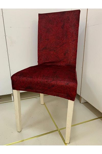 Madame Blue 6-Piece Silk Velvet Vein Patterned Lycra Chair Cover