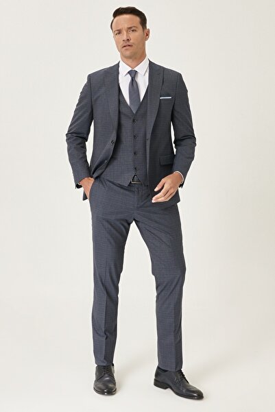 ALTINYILDIZ CLASSICS Men's Navy Blue-black Slim Fit Slim Fit Nano Suit with Waterproof Vest