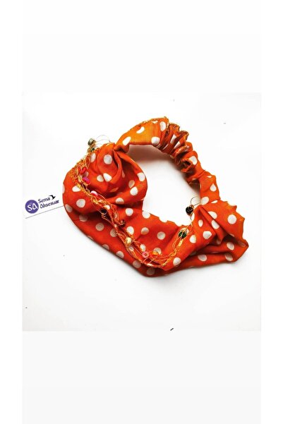 sema aksesuar Оранжева бандана с точки и мъниста