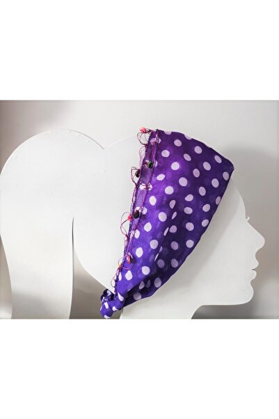 sema aksesuar Μωβ μπαντάνα πουά με λεπτομέρεια από χάντρες