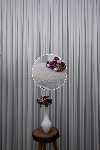 Brillant Matte Linen Striped Tulle Tight Pleat