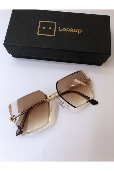 LOOKUP Lookup Smoked Laser Square Crystal Cut Gradient Women's Sunglasses
