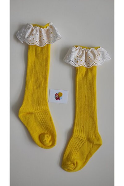 Bandanatasarımı Scalloped Yellow Below Knee Baby Socks