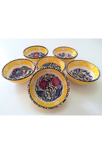 Stanpolis Çini Seramik طقم وعاء سيراميك مصنوع يدويًا مكون من 6 قطع - أصفر