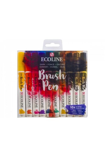 Talens Ecoline Brush Pen Set of 10 Dark Colors 9802