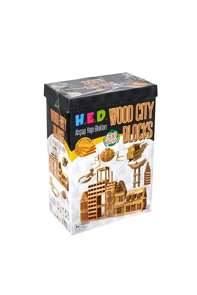 Hobi Eğitim Dünyası Brand: Hobby Brain Games Hed 244 Wood City Blocks - Wooden Building Blocks 200 Pieces / +3 Age Category