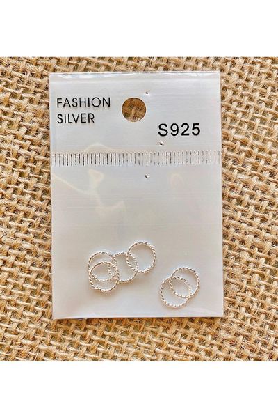 Yeşim Aksesuar Silver Nose Rings for Non-Perforated Noses, Silver Cartilage Earring Set for Non-Perforated Ears (6 Pieces)