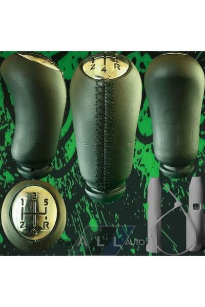 AutoAll Duster Logan Sandero Black Leather Stitched Cover Gear Shift Knob