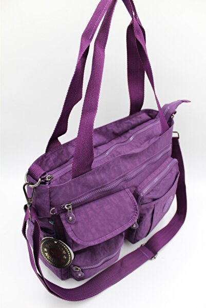 Bevitton Geantă de umăr de lux mov pentru femei din țesătură impermeabilă 7300