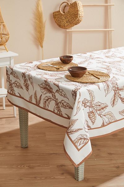 AYSHOME Coffee Patterned Modern Stain-Proof Tablecloth