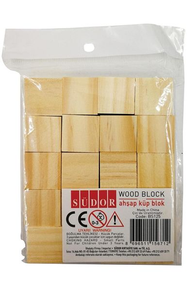 Südor Wooden Cube Block 20 Pieces Natural