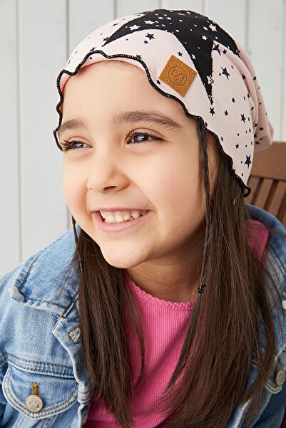 Babygiz Pudra Siyah Çocuk Bebek Şapka Bere Yumuşak %100 Pamuklu Penye Yıldız ...