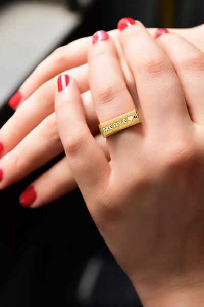 Papatya Silver 925 Ayar Gümüş Altın Kaplama Nazarlı Isimli Yüzük