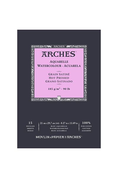 Arches Water Color Block Notebook Hot Pressed 185g 15 Sheets 21x29.7