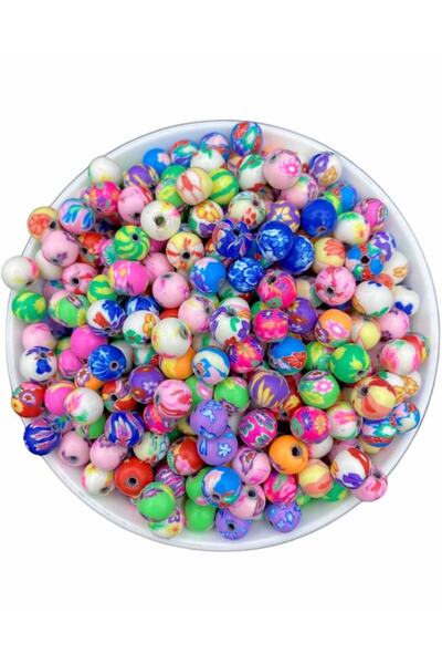 Hedef Bijuteri 8 مللي متر زهرة مختلطة منقوشة كرة مستديرة نموذج بوليمر كلاي في...