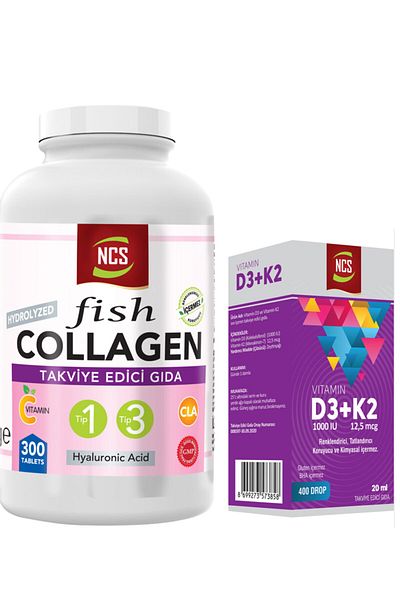 NCS Collagen Type 1-3 - Fish Collagen,ClaBiotin 300 Tablets+vitamin D3-k2