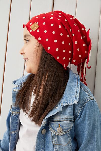 Babygiz Kırmızı Beyaz Çocuk Bebek Şapka Bere Yumuşak %100 Pamuklu Penye Elit Seri