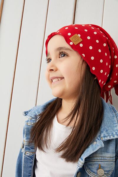 Babygiz Kırmızı Beyaz Çocuk Bebek Şapka Bere Yumuşak %100 Pamuklu Penye Elit Seri