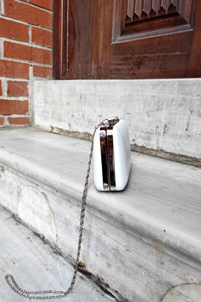 LA CALZATURE Γυναικεία τσάντα White Leather Portfolio Box