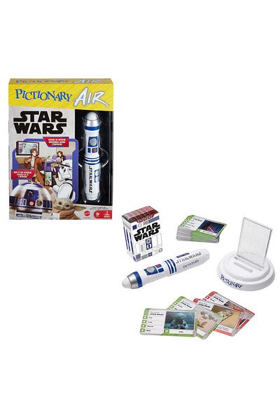 Pictionary لعبة رسم عائلية من Air Star Wars للأطفال والكبار مع قلم ضوئي R2-D2 ومستويين من الخدع