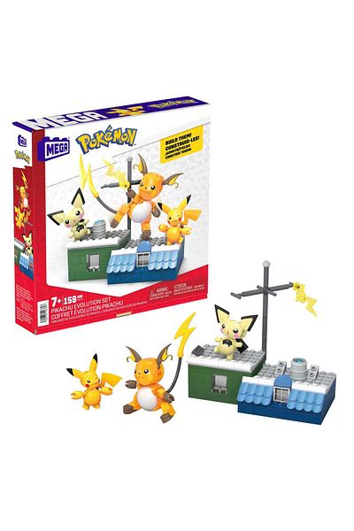Pokemon ألعاب بناء شخصيات الحركة للأطفال، مجموعة تطور بيكاتشو مع 159 قطعة، 3 شخصيات قابلة للوضع