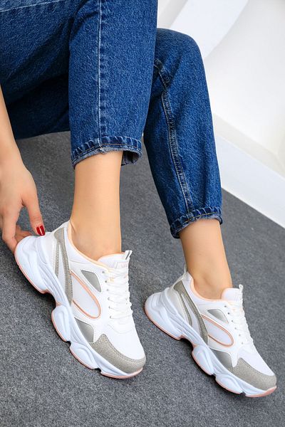 SOHO Grey-White-Powder Women's Sneakers 17226