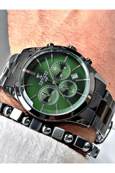 Reward Men's Wristwatch and Bracelet with Gift - Black Steel Cord