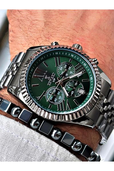 Reward Men's Wristwatch and Bracelet with Gift - Smoke Color Steel Cord