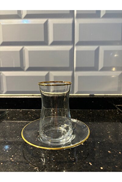 Paşabahçe Gerçek Altın Yaldızlı Çay Seti 12 parça