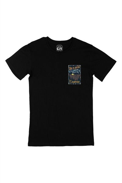 Cix Μαύρο μπλουζάκι με λογότυπο Campfire Pocket