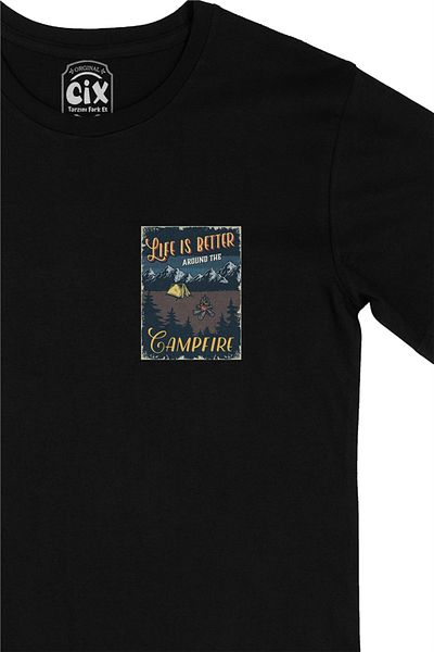 Cix Μαύρο μπλουζάκι με λογότυπο Campfire Pocket