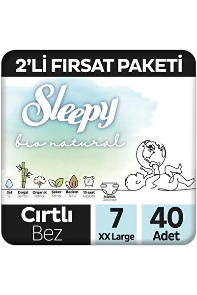 Sleepy Bio Natural 2'li Fırsat Paketi Bebek Bezi 7 Numara XXL 40 Adet