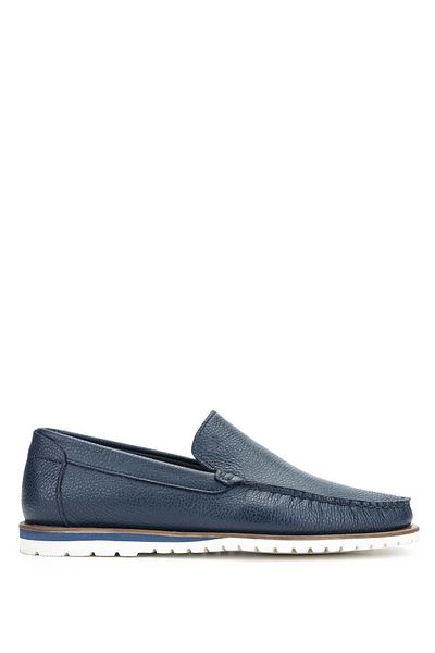 Tamer Tanca Men's Genuine Leather Navy Blue Loafers