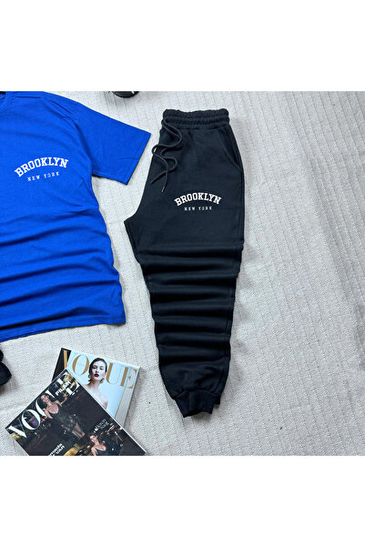 khufu Oversize Μπλε Χαλαρή Εφαρμογή Μπλουζάκι με στάμπα Μπρούκλιν Μαύρο σορτς και φούτερ Σετ 3 τεμαχίων Unisex