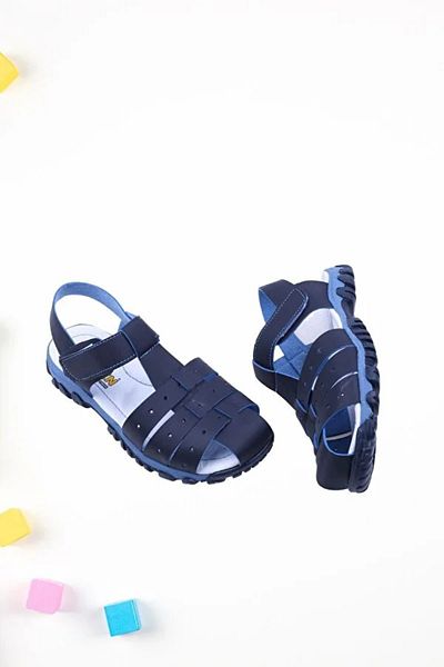 Prego (arzen) Orthopedics Thermo Non-Slip Sole Closed Toe Velcro Boys' Sandals Navy