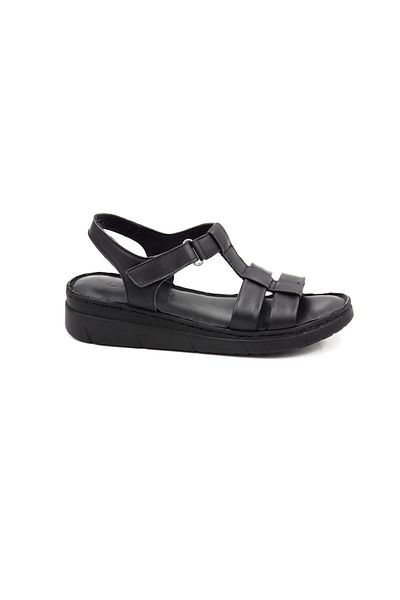 Prego (Clavi) Genuine Genuine Leather Poly Light Sole Stitched Casual Women's Comfort Sandals BLACK