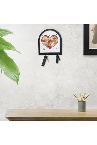 CajuArt Cats in Heart Dimensional - Wall Hanger Keychain Wooden Decor