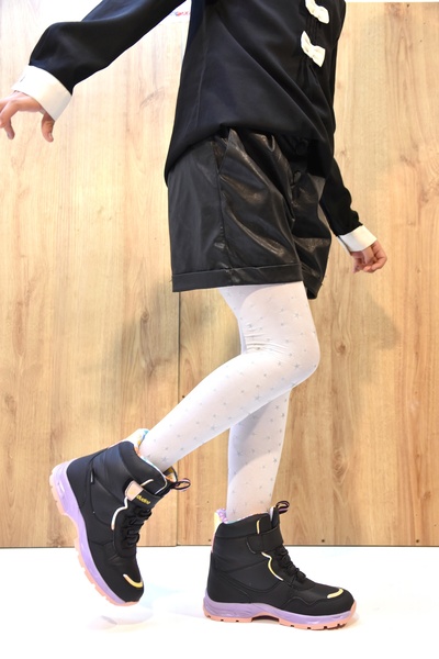 Dudino Akı 2W63B311 Cırtlı Termo Kaymaz Taban Watherproof Çocuk Kar Bot SİYAH