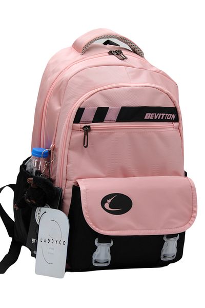 LaddyCo Water Repellent Special Fabric Modern Powder-Black School Backpack 34300