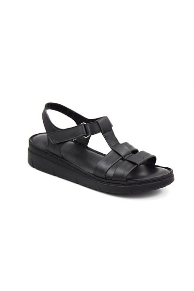Prego (Clavi) Genuine Genuine Leather Poly Light Sole Stitched Casual Women's Comfort Sandals BLACK
