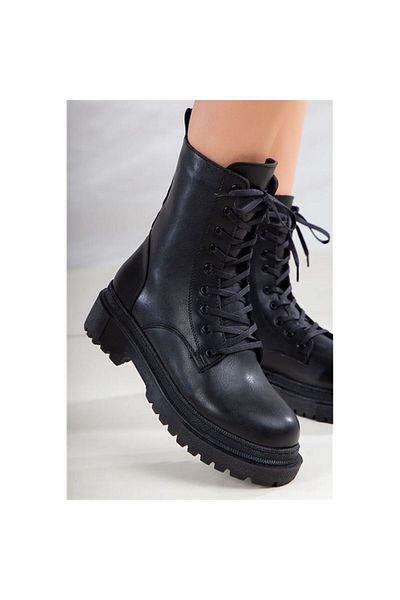 Prego Windif Thermo Αντιολισθητική Σόλα Lace Up Γυναικείες Μπότες ΜΑΥΡΟ