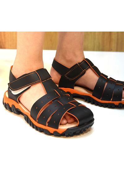 Prego (arzen) Orthopedics Thermo Non-Slip Sole Closed Toe Velcro Boys' Sandals Black Turquoise