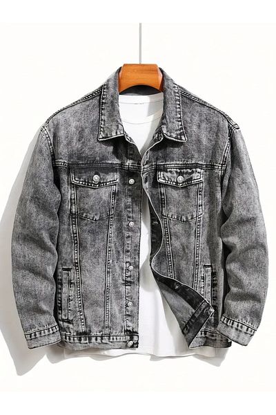 carwin Men's Smoked Slim Fit Denim Jacket